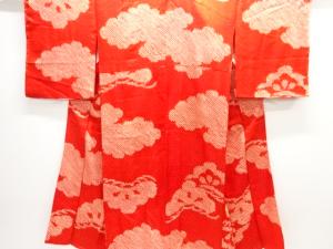 アンティーク　綸子絞り雲に松模様長襦袢